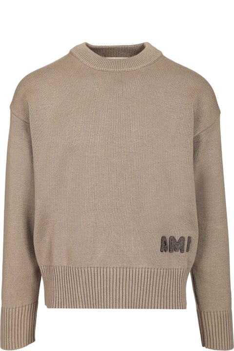 آخر صيحات الموضة من القسم الرجالي Ami Alexandre Mattiussi Sweater With Embroidered Logo