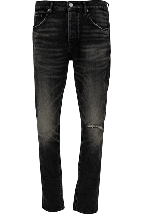 Purple Brand Clothing for Men Purple Brand Black Skinny Jeans With Rips In Stretch Cotton Denim Man