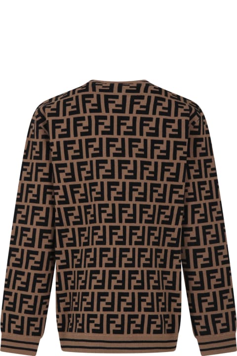 Fendi Sweaters & Sweatshirts for Boys Fendi Brown Sweater For Kids With Iconic Ff
