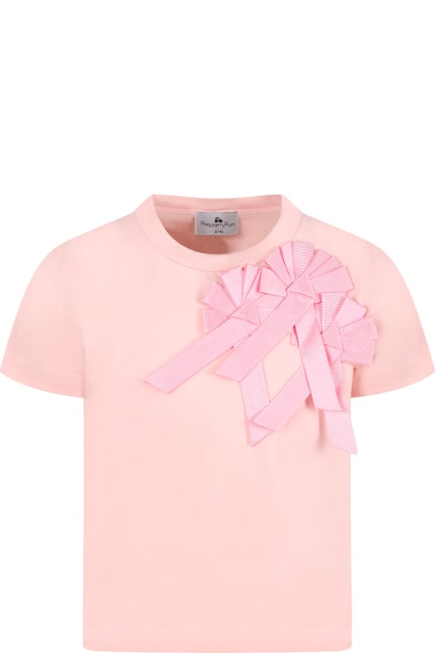 Pink T-shirt For Girl With Pink Rosettes