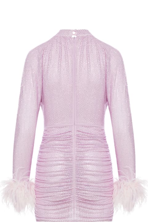 self-portrait Sweaters for Women self-portrait Pink Rhinestone Feather Mini Dress