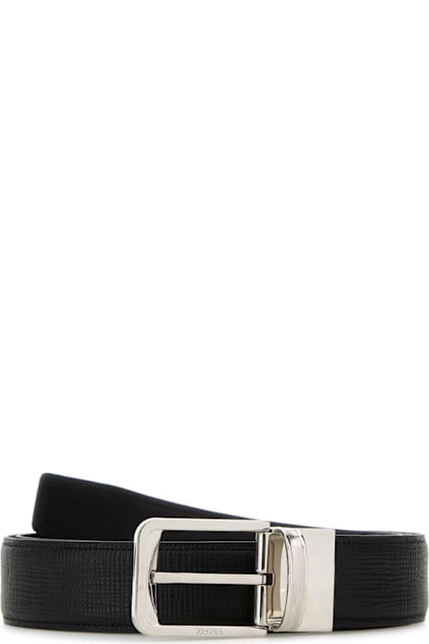 Zegna Belts for Men Zegna Black Leather Reversible Belt