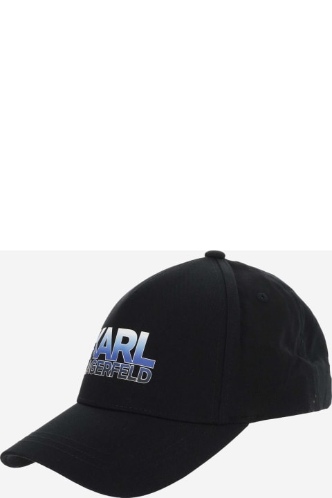 メンズ Karl Lagerfeldの帽子 Karl Lagerfeld Cotton Blend Baseball Cap With Logo