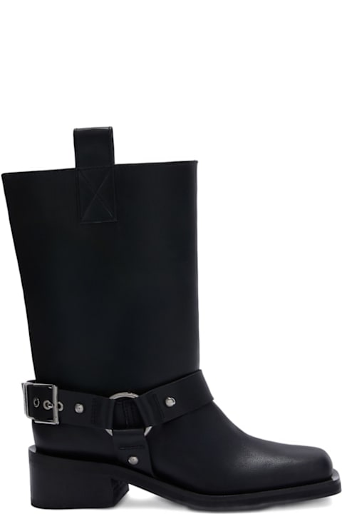 Ganni Recycled Leather Biker Boots