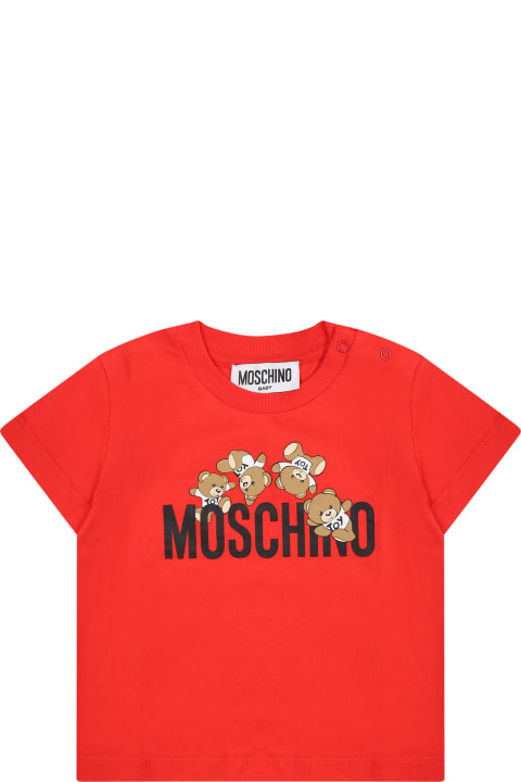 Moschino for Kids Moschino Red T-shirt For Baby Boy With Teddy Bears