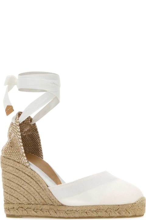 Castañer Shoes for Women Castañer White Canvas Carina Wedges
