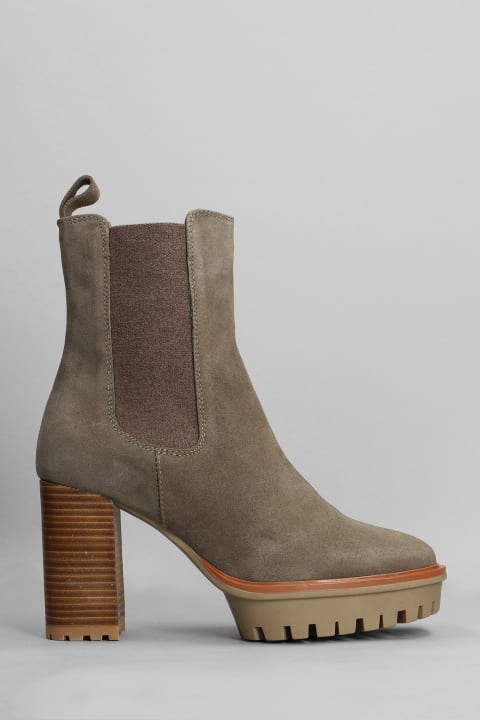 High Heels Ankle Boots In Taupe Suede