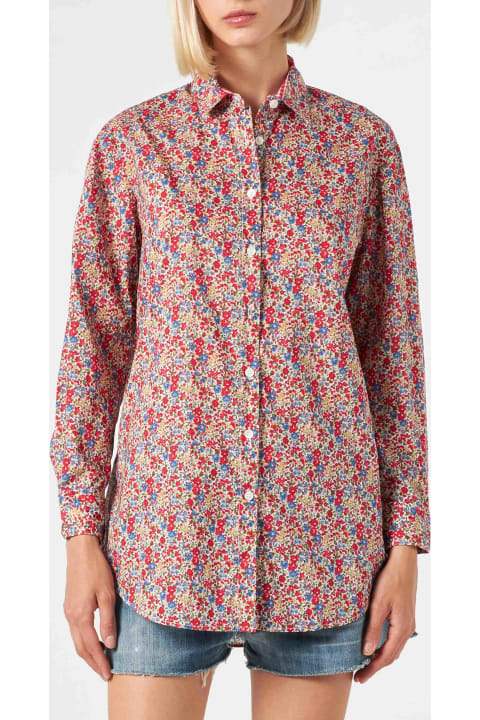 Homeware MC2 Saint Barth Woman Brigitte Cotton Shirt With Flower Print | Made With Liberty Fabric