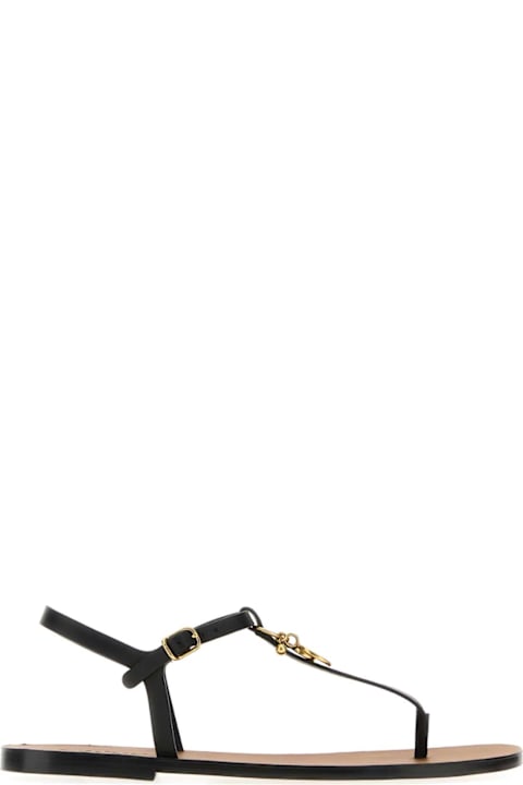 Homeware Chloé Black Leather Chloã© Charms Thong Sandals