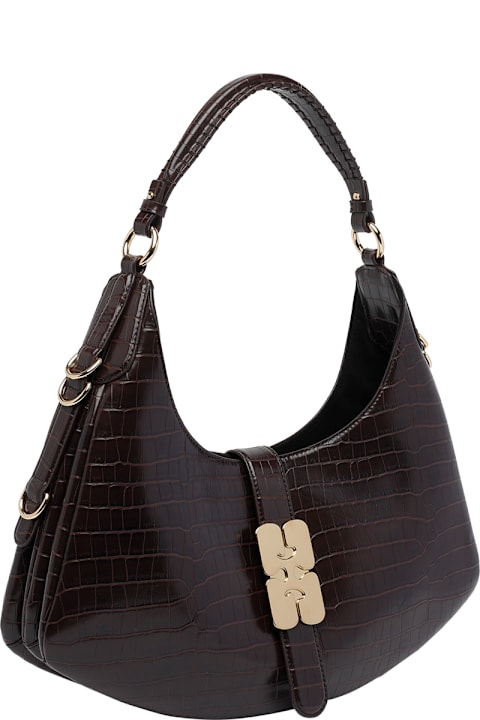 Ganni Small Croco Kat Shoulder Bag