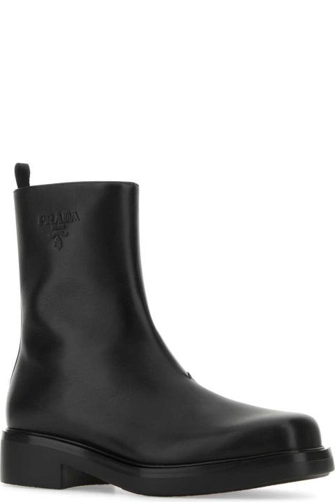 Fashion for Men Prada Black Leather Ankle Boots