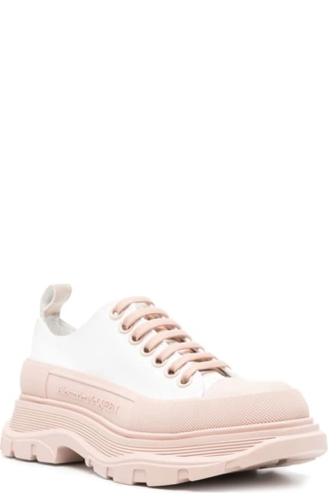 Alexander McQueen Shoes for Women Alexander McQueen White And Pink Tread Slick Sneakers