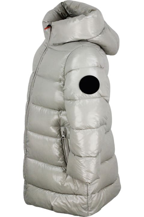 Save the Duck for Kids Save the Duck Long Luck Down Jacket With Hood With Animal Free Padding With Animal Free Padding With Zip Closure And Logo On The Sleeve.