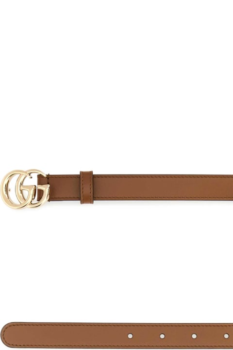 Gucci Brown Leather Gg Belt