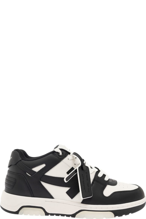 Off-White for Men Off-White 'out Of Office' Black And White Low Top Sneakers With Arrow Motif And Zip-tie Tag In Leather Man