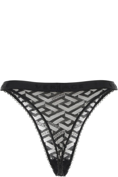 Versace Clothing for Women Versace Black Stretch Lace Thong