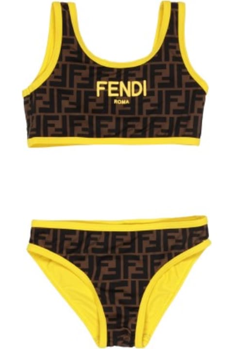 Swimwear for Girls Fendi Brown Bikini For Girl With Ff