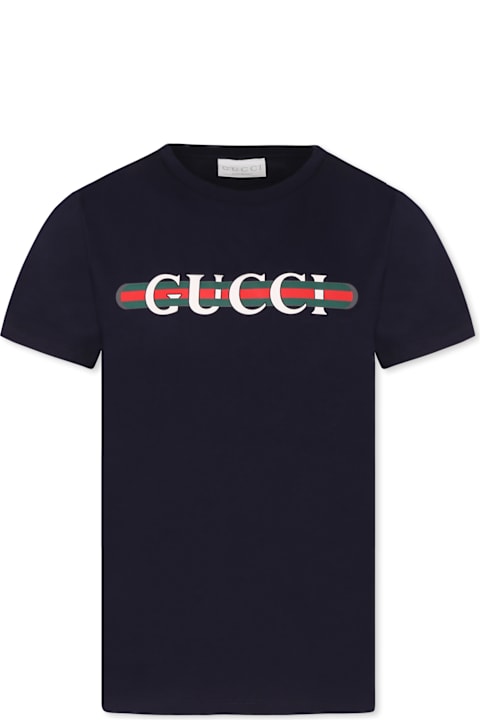 Gucci T-Shirts & Polo Shirts for Boys Gucci Blue T-shirt For Kids With Logo