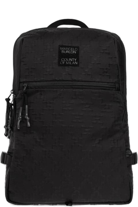 Backpacks for Men Marcelo Burlon Logo Patch Zipped Backpack