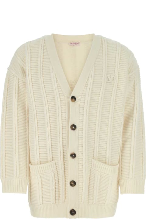 Sweaters for Men Valentino Garavani Ivory Wool Cardigan