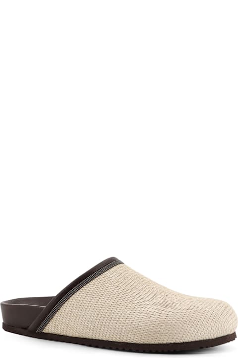 Brunello Cucinelli Raffia Sandals With Monili Insert