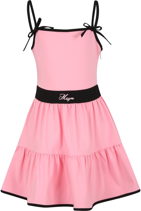 Fashion for Girls MSGM Pink Dress For Girl With Logo