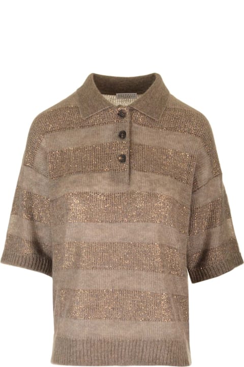 Brunello Cucinelli Topwear for Women Brunello Cucinelli Dazzling Stripes Sweater
