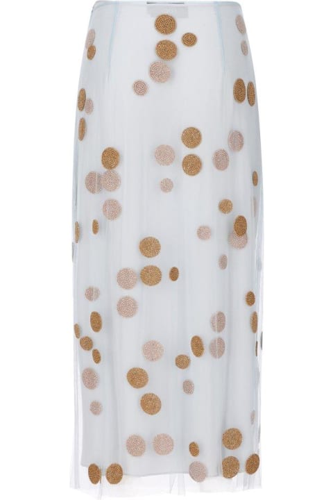 Skirts for Women Fendi Polka Dot Embellished Tulle Midi Skirt