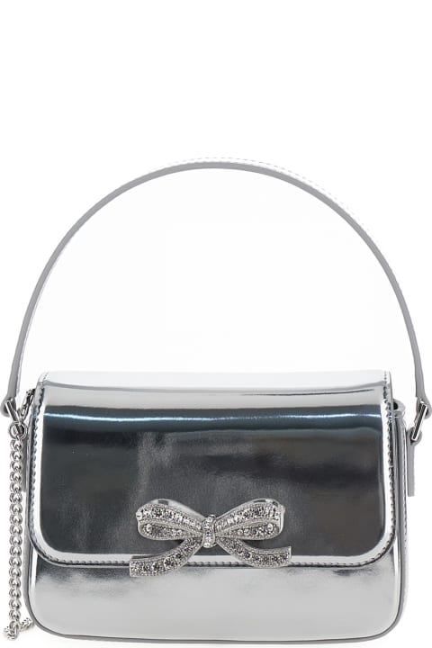 Bags for Women self-portrait Micro Silver Handbag With Bow Detail In Metallic Leather Woman