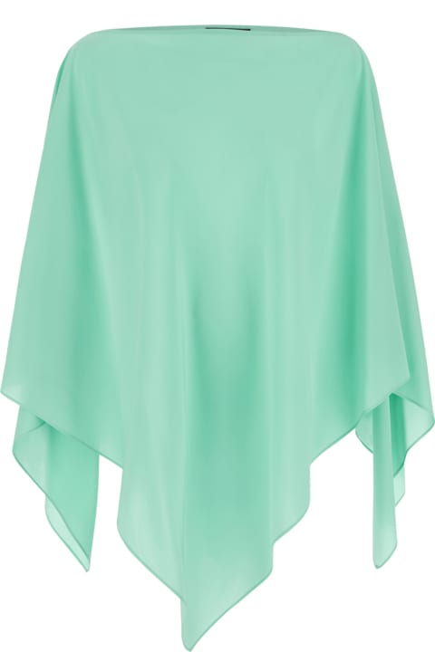 Gianluca Capannolo Coats & Jackets for Women Gianluca Capannolo Green Asymmetric Cape In Silk Woman