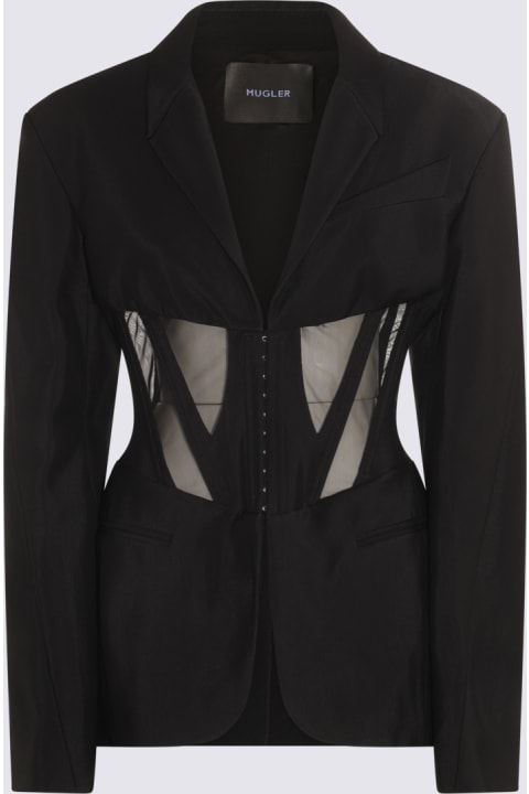 Mugler Coats & Jackets for Women Mugler Black Virgin Wool And Viscose Blend Illusion Corset Blazer