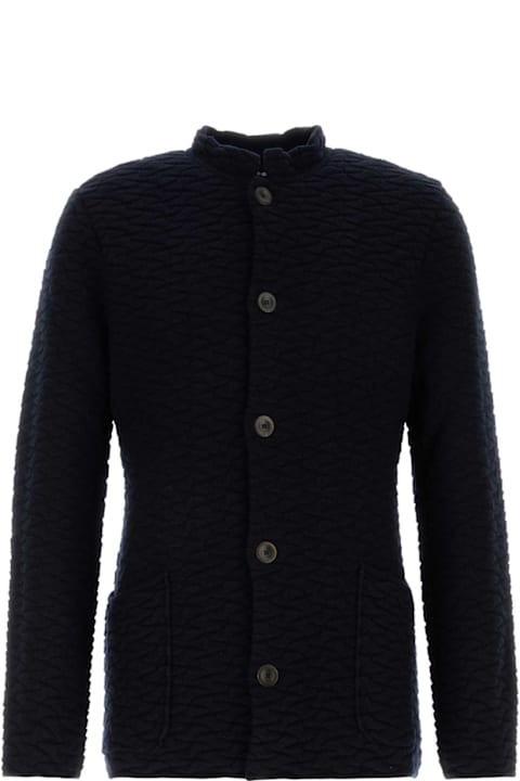 Giorgio Armani for Men Giorgio Armani Navy Blue Wool Blend Cardigan