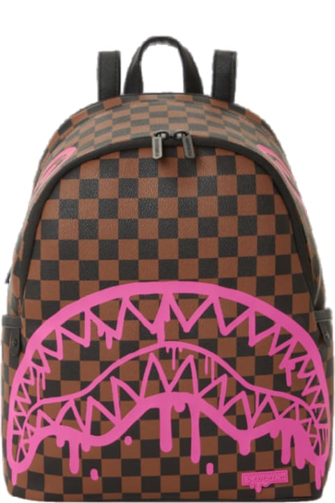 Pink Drip Brown Check Savage Backpack - SPRAYGROUND