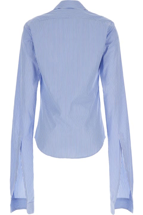 Coperni Topwear for Women Coperni White And Light Blue Shirt With Knotted Cuffs In Cotton Woman