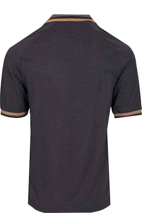 Fendi ملابس علوية لـ القسم الرجالي Fendi Soccer Polo Ff Jacquard Dark See Blue
