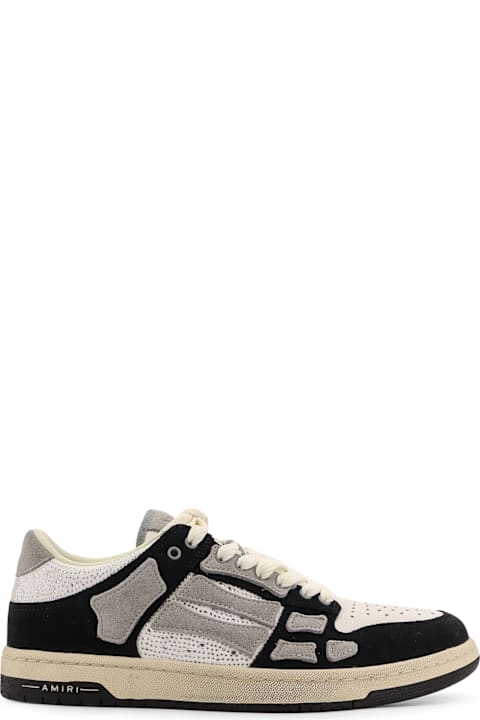 AMIRI for Men AMIRI Crystal Skel Top Low Leather And Suede Sneakers With Rhinestones Detail