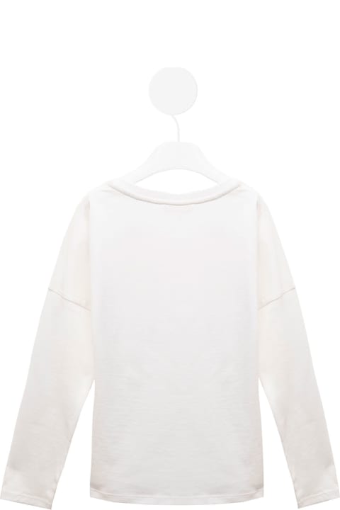 Long-sleeved White Cottont-shirt  With Logo  Chloé Kids Girl