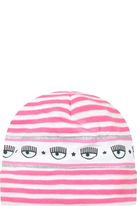 ベビーガールズ Chiara Ferragniのアクセサリー＆ギフト Chiara Ferragni Multicolor Hat For Baby Girl With Iconic Eyes Flirting