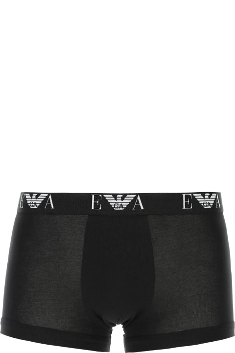 Emporio Armani Underwear for Men Emporio Armani Black Stretch Cotton Boxer Set