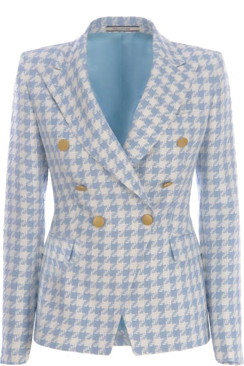 Tagliatore Coats & Jackets for Women Tagliatore Light Blue And White Linen Blend Blazer