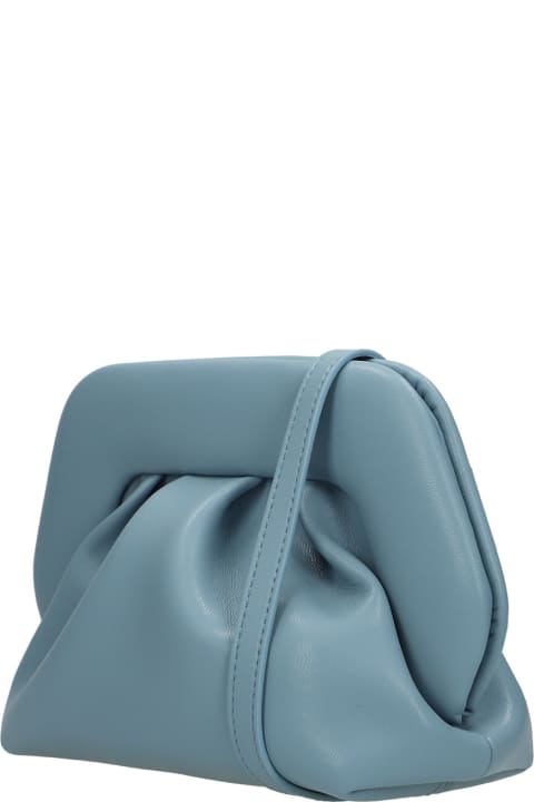 Gea Basic Shoulder Bag In Cyan Leather