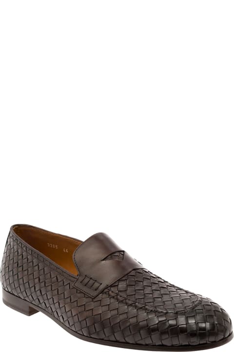 Fashion for Men Doucal's Brown Pull On Loafers In Woven Leather Man
