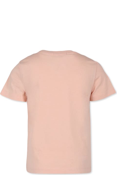 Calvin Klein قمصان بياقة دائرية وقمصان البولو لـ أولاد Calvin Klein Pink T-shirt For Kids With Logo