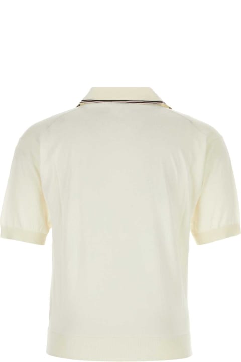 Clothing Sale for Men Prada Ivory Silk Blend Polo Shirt