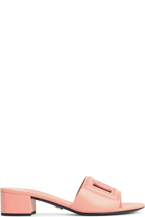 أحذية مسطحة لـ السيدات Dolce & Gabbana Pink Leather Slippers