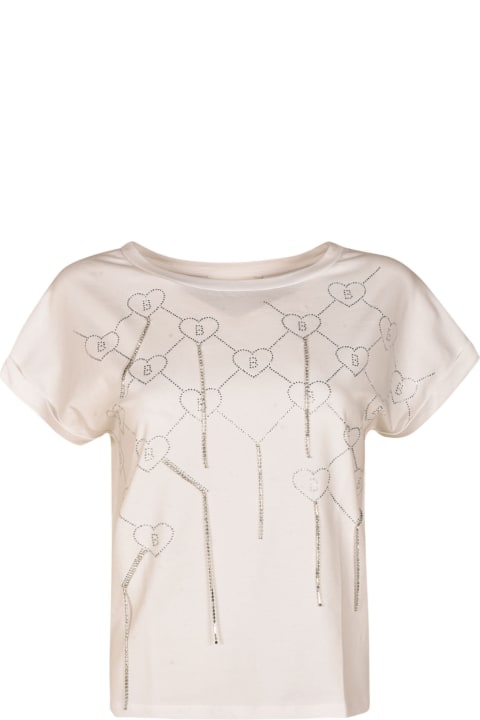 ウィメンズ新着アイテム Blugirl Heart Logo Crystal Embellished T-shirt Blugirl