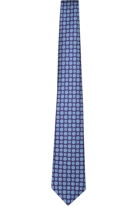 Ties for Men Kiton Kiton Blue Micro-pattern Tie