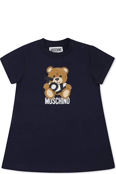 خصم على الأطفال Moschino Blue Dress For Baby Girl With Teddy Bear