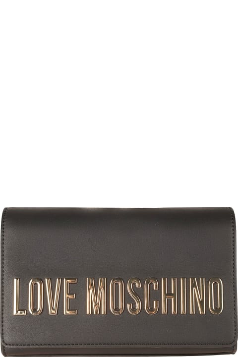 Love Moschino Clutches for Women Love Moschino Logo Embossed Flap Shoulder Bag
