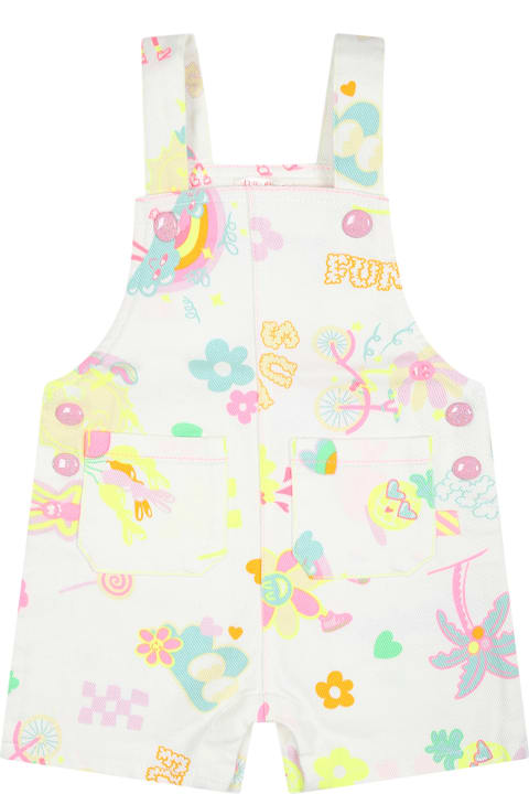 ベビーガールズ Billieblushのコート＆ジャケット Billieblush White Dungarees For Baby Girl With Multicolor Pattern